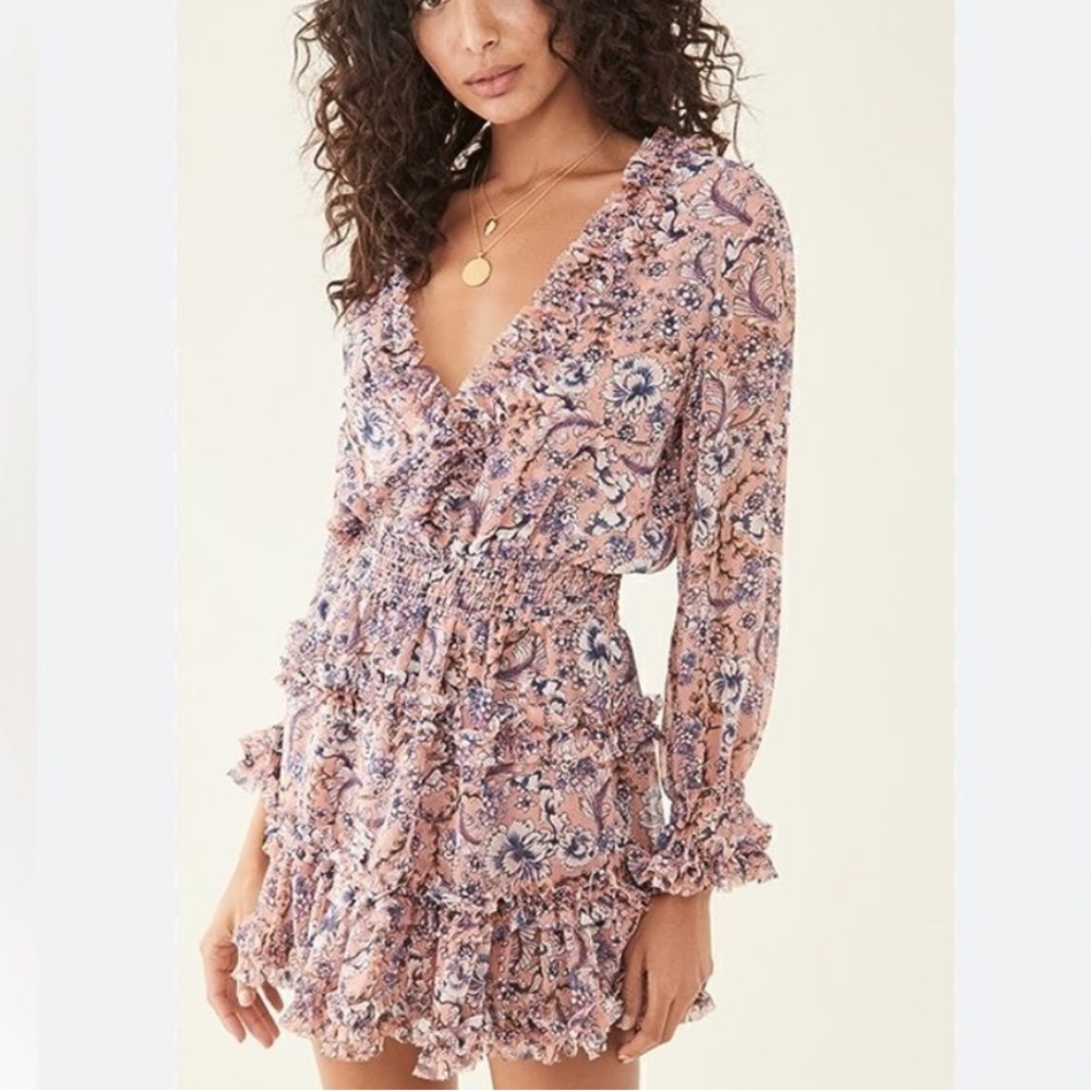 Misa Los Angeles Floral Pink Dress S